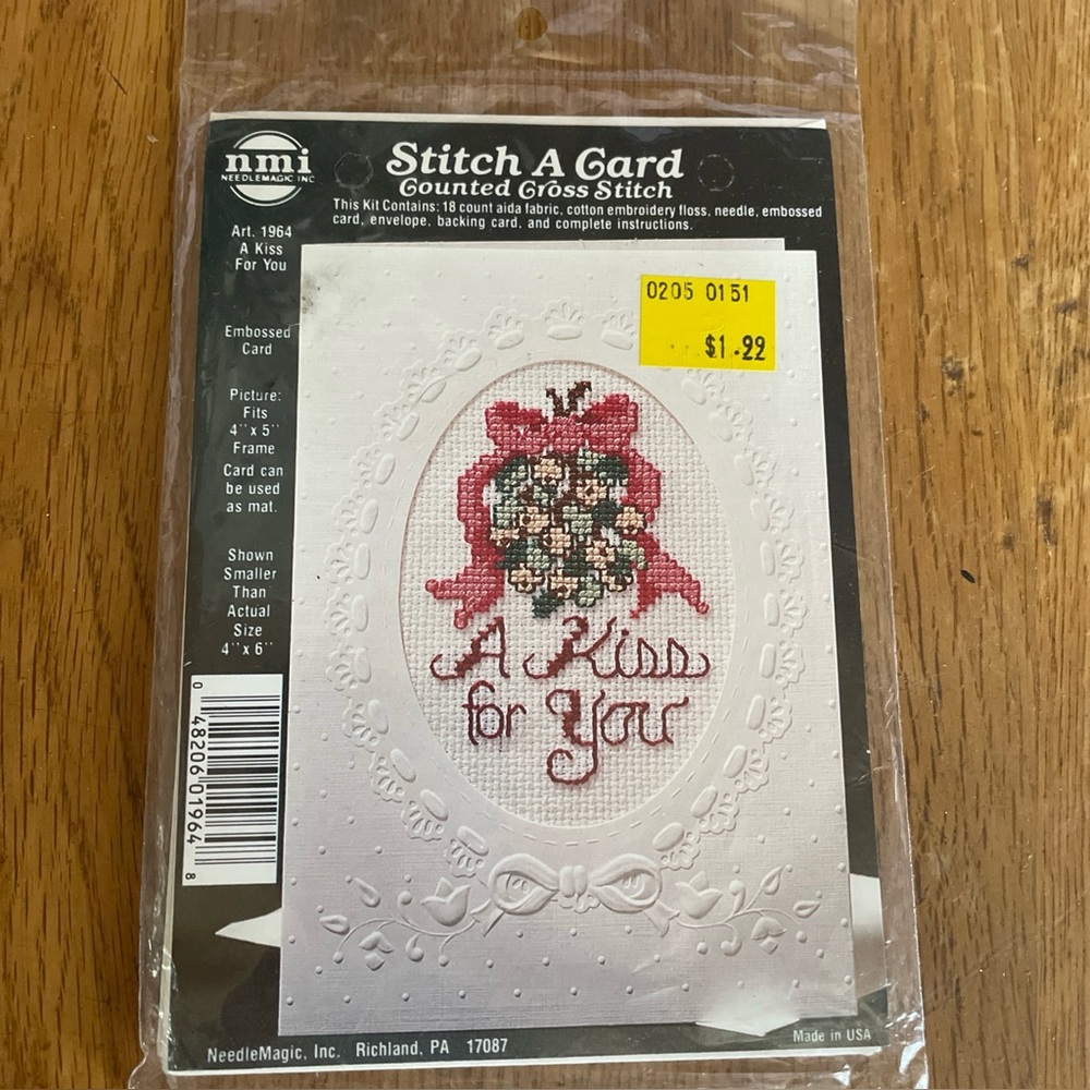 NMI STITCH A CARD Counted Cross Stitch Kit Christmas Mistletoe 1964 New Sealed